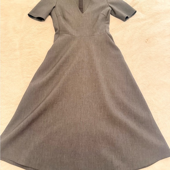 Zara Dresses & Skirts - Zara Gray Midi A-Line Dress with V-Neck
